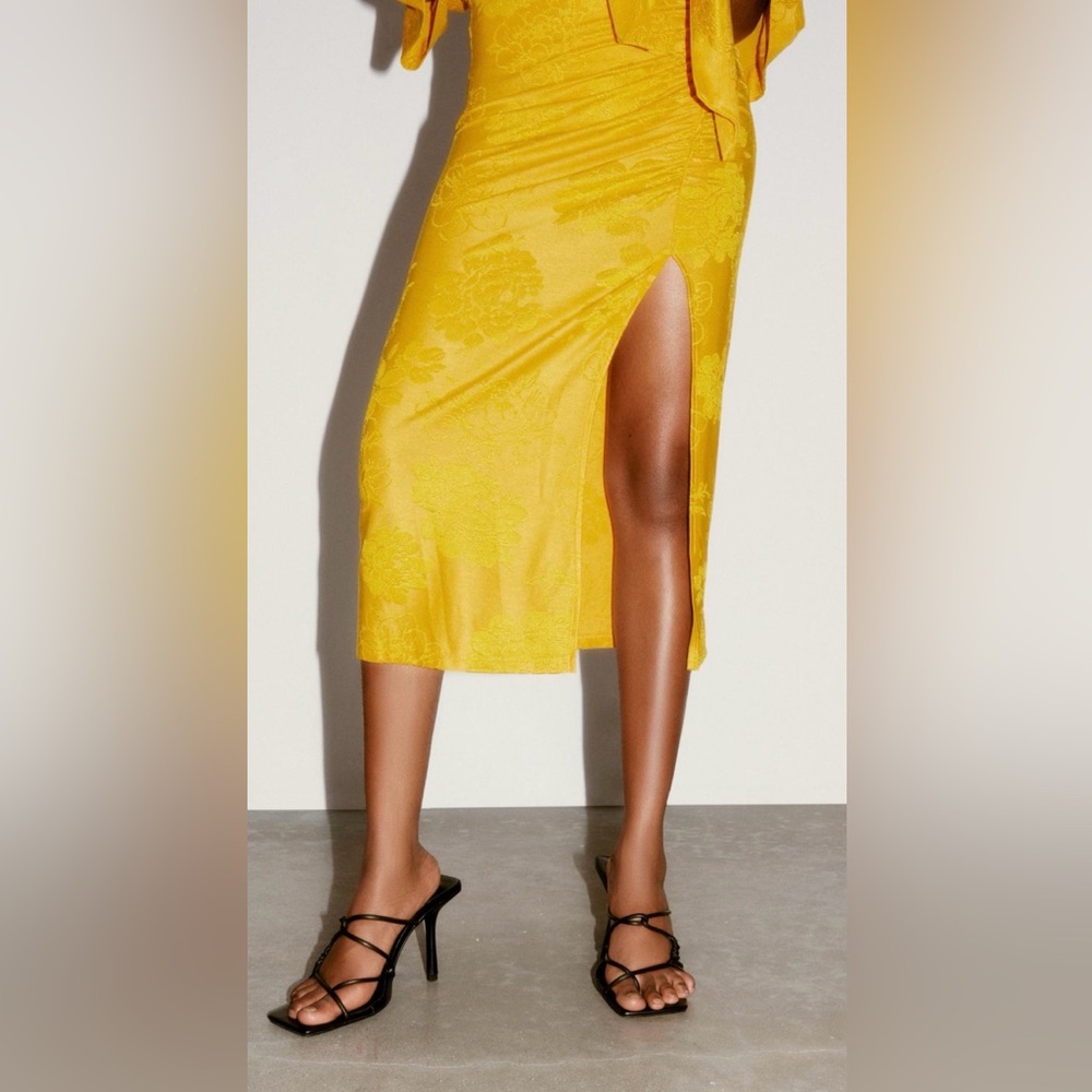 Zara Ruched Jacquard Skirt